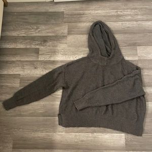 knitwear top/ crop top, grey with hood